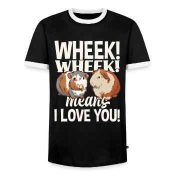 Cochon d’Inde Amour Animal Préféré - T-shirt contrasté Homme - noir/blanc - Devant - AI Model Female 172 light (172cm) & AI Model Male 178 light (178cm)