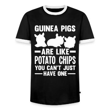 Meerschweinchen Kartoffelchips Spruch - Männer Kontrast-T-Shirt - Schwarz/Weiß - Vorne - AI Model Female 172 light (172cm) & AI Model Male 178 light (178cm)