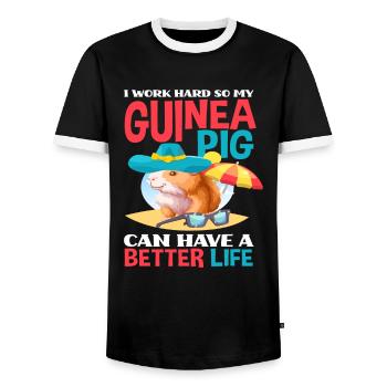 Meerschweinchen Leben Tier Nager - Männer Kontrast-T-Shirt - Schwarz/Weiß - Vorne - AI Model Female 172 light (172cm) & AI Model Male 178 light (178cm)