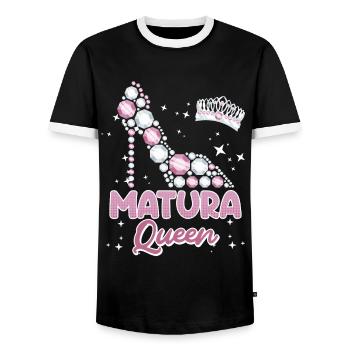 Diplômée du secondaire Matura Queen 2024 - T-shirt contrasté Homme - noir/blanc - Devant - AI Model Female 172 light (172cm) & AI Model Male 178 light (178cm)