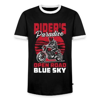 Moto Motard Motard - T-shirt contrasté Homme - noir/blanc - Devant - AI Model Female 172 light (172cm) & AI Model Male 178 light (178cm)