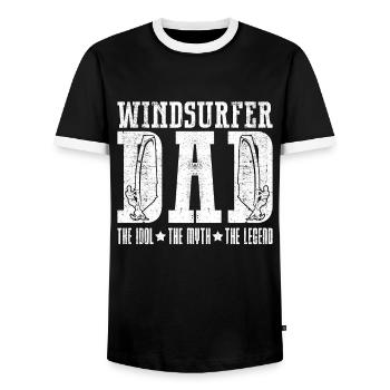 Windsurfer Dad The Idol The Myth Loves Windsurfing - Männer Kontrast-T-Shirt - Schwarz/Weiß - Vorne - AI Model Female 172 light (172cm) & AI Model Male 178 light (178cm)
