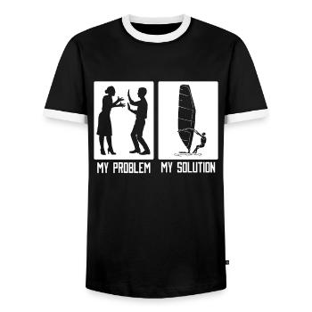 Windsurfer My Problem My Pictogram Dad Mom Surfing - Männer Kontrast-T-Shirt - Schwarz/Weiß - Vorne - AI Model Female 172 light (172cm) & AI Model Male 178 light (178cm)