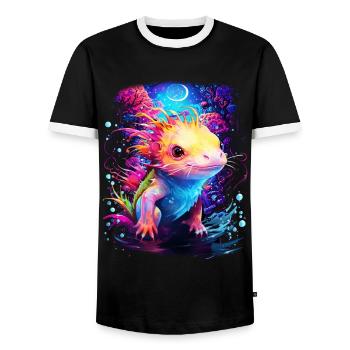 Axolotl - Men's Ringer Shirt - black/white - Front - AI Model Female 172 light (172cm) & AI Model Male 178 light (178cm)