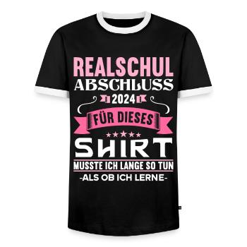Secondary School Young Girls Secondary School 2024 - Men's Ringer Shirt - black/white - Front - AI Model Female 172 light (172cm) & AI Model Male 178 light (178cm)