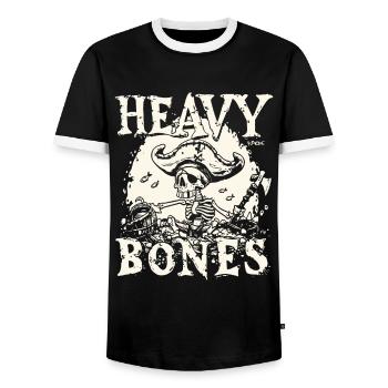 Heavy Bones : Trésor de pirate et Pirate - T-shirt contrasté Homme - noir/blanc - Devant - AI Model Female 172 light (172cm) & AI Model Male 178 light (178cm)