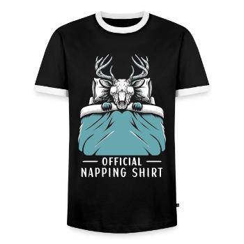 Wendigo Official Napping Shirt - Men's Ringer Shirt - black/white - Front - AI Model Female 172 light (172cm) & AI Model Male 178 light (178cm)
