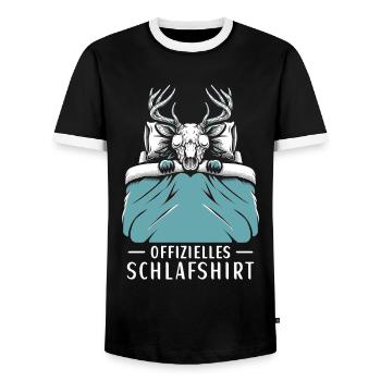 Official Sleep Shirt Wendigo - Men's Ringer Shirt - black/white - Front - AI Model Female 172 light (172cm) & AI Model Male 178 light (178cm)