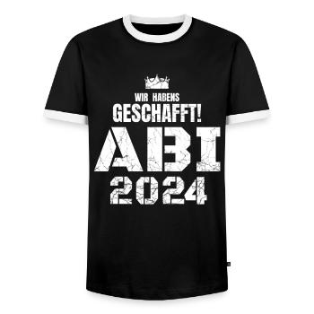 Wir haben's geschafft Abi 2024 - Abitur 2024 - Männer Kontrast-T-Shirt - Schwarz/Weiß - Vorne - AI Model Female 172 light (172cm) & AI Model Male 178 light (178cm)