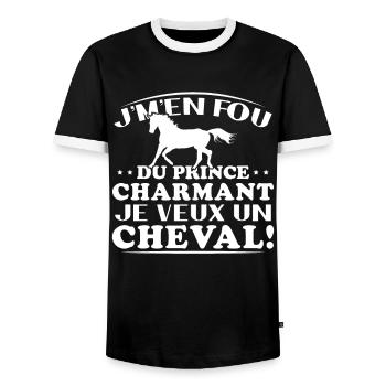 I don't care about Prince Charming, I want a horse - Men's Ringer Shirt - black/white - Front - AI Model Female 172 light (172cm) & AI Model Male 178 light (178cm)
