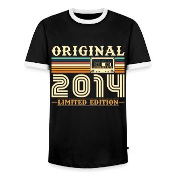 Original 2014 Jahrgang Geburtstag Geschenk - Männer Kontrast-T-Shirt - Schwarz/Weiß - Vorne - AI Model Female 172 light (172cm) & AI Model Male 178 light (178cm)