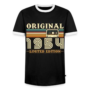 Original 1954 Jahrgang Geburtstag Geschenk - Männer Kontrast-T-Shirt - Schwarz/Weiß - Vorne - AI Model Female 172 light (172cm) & AI Model Male 178 light (178cm)
