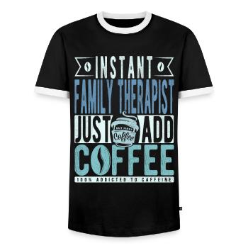 Instant-Familientherapeut einfach Kaffee hinzufügen - Männer Kontrast-T-Shirt - Schwarz/Weiß - Vorne - AI Model Female 172 light (172cm) & AI Model Male 178 light (178cm)