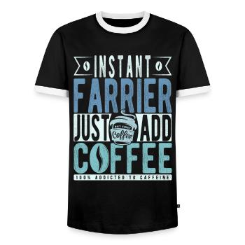 Instant-Hufschmied einfach Kaffee hinzufügen - Männer Kontrast-T-Shirt - Schwarz/Weiß - Vorne - AI Model Female 172 light (172cm) & AI Model Male 178 light (178cm)