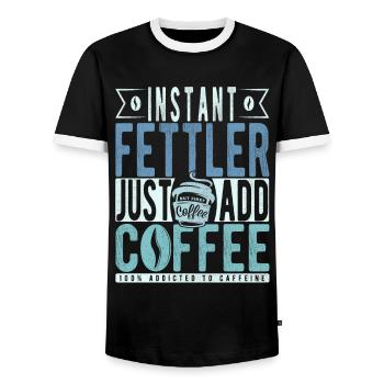 Instant Fettler Einfach Kaffee hinzufügen - Männer Kontrast-T-Shirt - Schwarz/Weiß - Vorne - AI Model Female 172 light (172cm) & AI Model Male 178 light (178cm)
