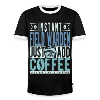 Gardien de terrain instantané Il suffit d’ajouter du café - T-shirt contrasté Homme - noir/blanc - Devant - AI Model Female 172 light (172cm) & AI Model Male 178 light (178cm)