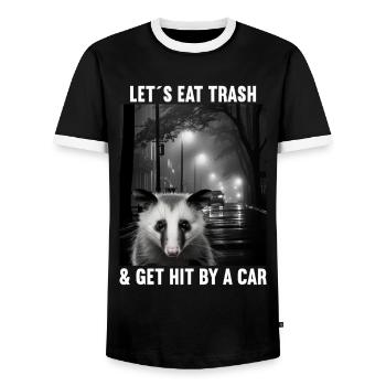 Lets eat Trash and get hit by a Car Opossum Possum - Männer Kontrast-T-Shirt - Schwarz/Weiß - Vorne - AI Model Female 172 light (172cm) & AI Model Male 178 light (178cm)