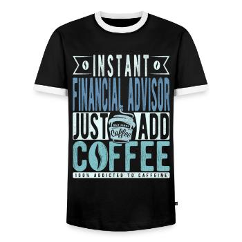 Instant Financial Advisor n’a qu’à ajouter du café - T-shirt contrasté Homme - noir/blanc - Devant - AI Model Female 172 light (172cm) & AI Model Male 178 light (178cm)