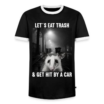 Lets eat Trash and get hit by a Car Opossum Possum - Männer Kontrast-T-Shirt - Schwarz/Weiß - Vorne - AI Model Female 172 light (172cm) & AI Model Male 178 light (178cm)