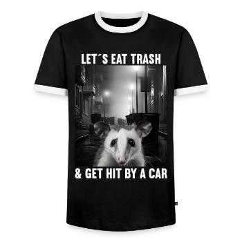 Lets eat Trash and get hit by a Car Opossum Possum - Männer Kontrast-T-Shirt - Schwarz/Weiß - Vorne - AI Model Female 172 light (172cm) & AI Model Male 178 light (178cm)