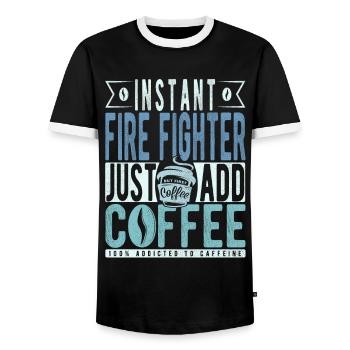 Pompier instantané Il suffit d’ajouter du café - T-shirt contrasté Homme - noir/blanc - Devant - AI Model Female 172 light (172cm) & AI Model Male 178 light (178cm)