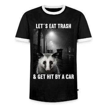 Lets eat Trash and get hit by a Car Opossum Possum - Männer Kontrast-T-Shirt - Schwarz/Weiß - Vorne - AI Model Female 172 light (172cm) & AI Model Male 178 light (178cm)