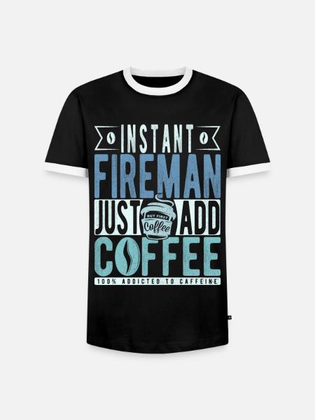 Instant Fireman Just Add Coffee - Men's Ringer Shirt - black/white