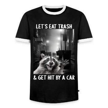 Lets eat Trash and get hit by a Car Raccoon - Men's Ringer Shirt - black/white - Front - AI Model Female 172 light (172cm) & AI Model Male 178 light (178cm)