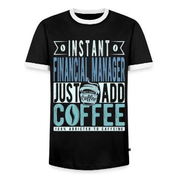 Instant Financial Manager n’a qu’à ajouter du café - T-shirt contrasté Homme - noir/blanc - Devant - AI Model Female 172 light (172cm) & AI Model Male 178 light (178cm)