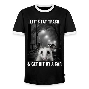 Lets eat Trash and get hit by a Car Opossum Possum - Männer Kontrast-T-Shirt - Schwarz/Weiß - Vorne - AI Model Female 172 light (172cm) & AI Model Male 178 light (178cm)