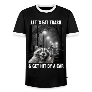 Lets eat Trash and get hit by a Car Raccoon - Men's Ringer Shirt - black/white - Front - AI Model Female 172 light (172cm) & AI Model Male 178 light (178cm)