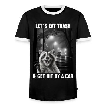 Lets eat Trash and get hit by a Car Raccoon - Men's Ringer Shirt - black/white - Front - AI Model Female 172 light (172cm) & AI Model Male 178 light (178cm)