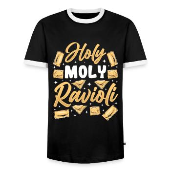 Funny Italian Ravioli Pasta - Men's Ringer Shirt - black/white - Front - AI Model Female 172 light (172cm) & AI Model Male 178 light (178cm)