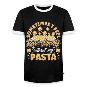 Funny Italian Ravioli Pasta - Men's Ringer Shirt - black/white - Front - AI Model Female 172 light (172cm) & AI Model Male 178 light (178cm)