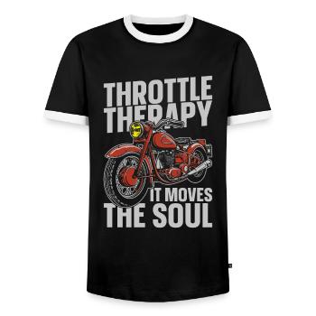 Moto Motard Motard - T-shirt contrasté Homme - noir/blanc - Devant - AI Model Female 172 light (172cm) & AI Model Male 178 light (178cm)