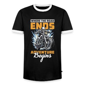 Motorrad Biker Motorbike - Männer Kontrast-T-Shirt - Schwarz/Weiß - Vorne - AI Model Female 172 light (172cm) & AI Model Male 178 light (178cm)