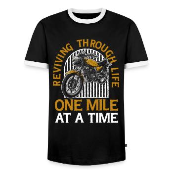 Moto Motard Motard - T-shirt contrasté Homme - noir/blanc - Devant - AI Model Female 172 light (172cm) & AI Model Male 178 light (178cm)