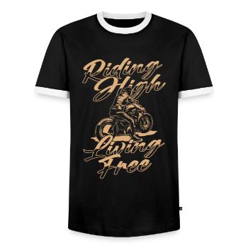 Moto Motard Motard - T-shirt contrasté Homme - noir/blanc - Devant - AI Model Female 172 light (172cm) & AI Model Male 178 light (178cm)
