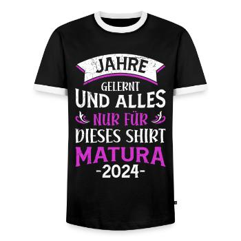Matura 2024 ans J’ai tout appris pour ce t-shirt - T-shirt contrasté Homme - noir/blanc - Devant - AI Model Female 172 light (172cm) & AI Model Male 178 light (178cm)