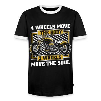 Moto Motard Motard - T-shirt contrasté Homme - noir/blanc - Devant - AI Model Female 172 light (172cm) & AI Model Male 178 light (178cm)