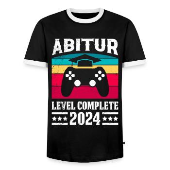 ABI Level Complete 2024 Abitur Graduation Party - Men's Ringer Shirt - black/white - Front - AI Model Female 172 light (172cm) & AI Model Male 178 light (178cm)