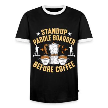 StandUp Paddle Boarder Avant Paddleboard Café - T-shirt contrasté Homme - noir/blanc - Devant - AI Model Female 172 light (172cm) & AI Model Male 178 light (178cm)