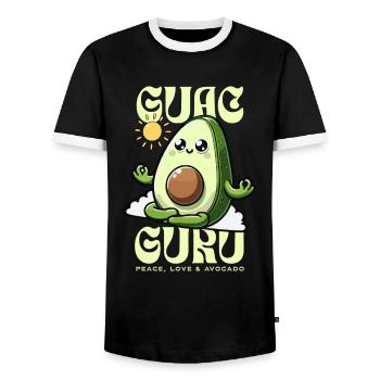 Paix, amour et avocat – Respectueux de l’environnement - T-shirt contrasté Homme - noir/blanc - Devant - AI Model Female 172 light (172cm) & AI Model Male 178 light (178cm)