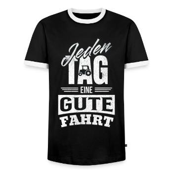 Jeden Tag eine gute Fahrt - Für Treckerfahrer - Männer Kontrast-T-Shirt - Schwarz/Weiß - Vorne - AI Model Female 172 light (172cm) & AI Model Male 178 light (178cm)