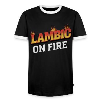 Lambic On Fire - Verses passionnés et bières artisanales - T-shirt contrasté Homme - noir/blanc - Devant - AI Model Female 172 light (172cm) & AI Model Male 178 light (178cm)