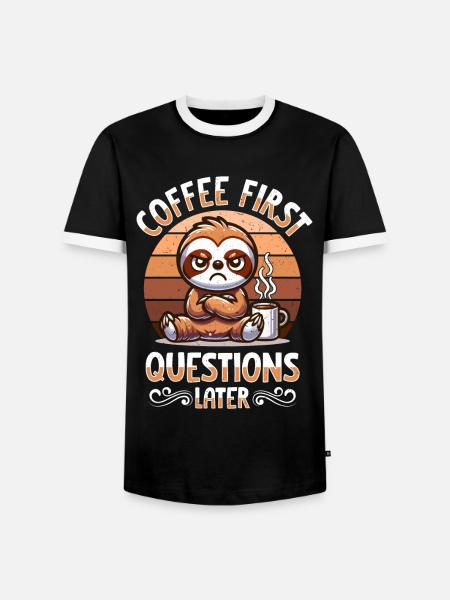 Mürrisches Faultier Mit Kaffee-morgenstimmung - Männer Kontrast-T-Shirt - Schwarz/Weiß