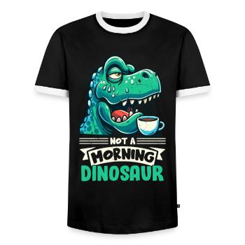 Grumpy Trex Dinosaur With - Men's Ringer Shirt - black/white - Front - AI Model Female 172 light (172cm) & AI Model Male 178 light (178cm)