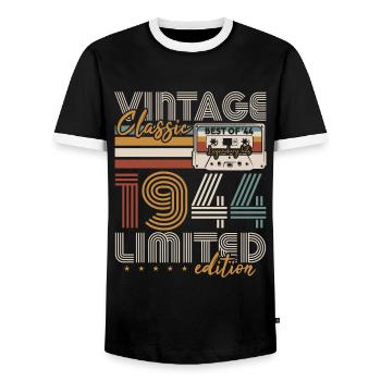 Vintage 1944 Geburtstagsgeschenk Jahrgang Retro - Männer Kontrast-T-Shirt - Schwarz/Weiß - Vorne - AI Model Female 172 light (172cm) & AI Model Male 178 light (178cm)