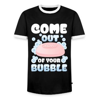 Come Out Of Your Bubble For a Soap Maker - Männer Kontrast-T-Shirt - Schwarz/Weiß - Vorne - AI Model Female 172 light (172cm) & AI Model Male 178 light (178cm)