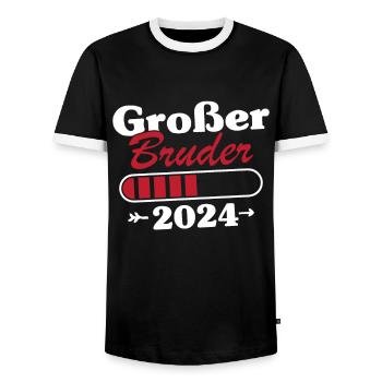 Großer Bruder Loading 2024 - Männer Kontrast-T-Shirt - Schwarz/Weiß - Vorne - AI Model Female 172 light (172cm) & AI Model Male 178 light (178cm)